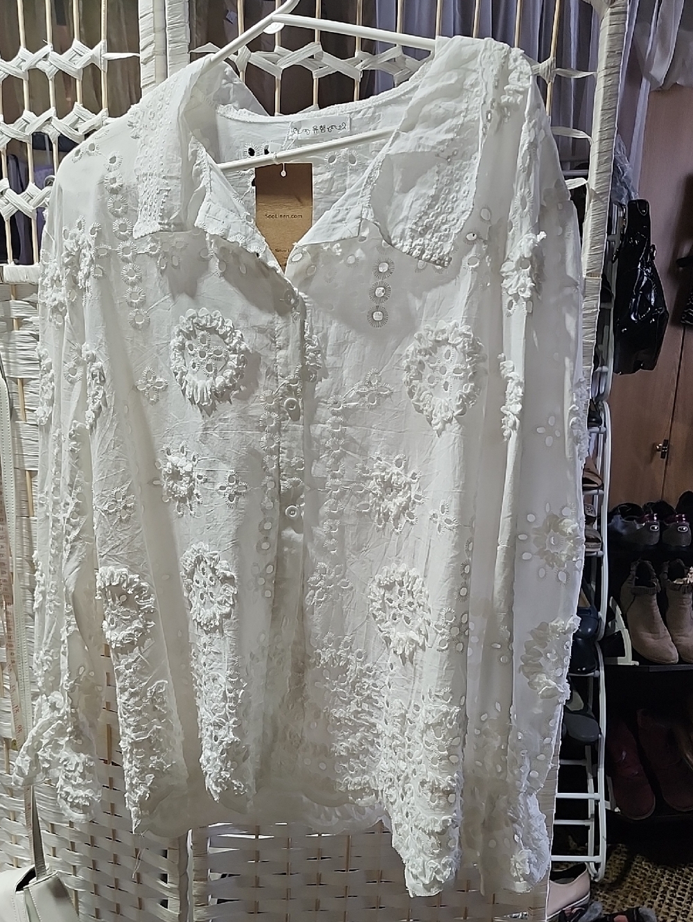 White eyelet blouse